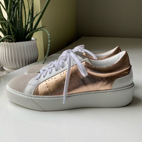 Primabase leather sneakers metallic Italian Size 38 - Picture 4 of 12